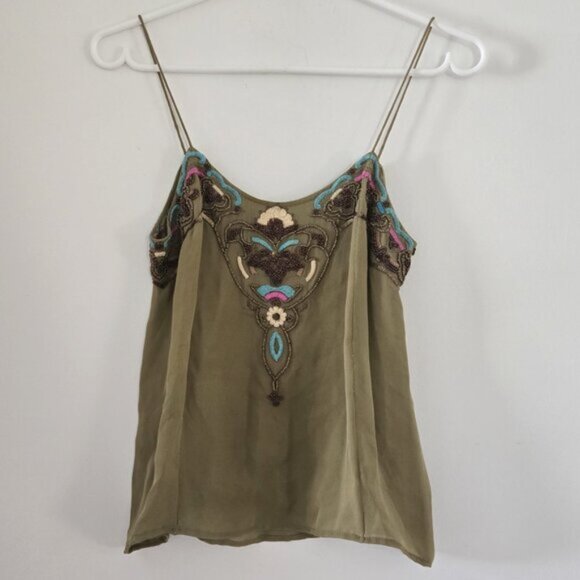 Matthew Williamson Beaded Green Sleeveless Tank Top Size 8 Small b170 - Picture 2 of 11